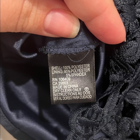 Tahari ASL Navy Floral Lace Mini Dress - Picture 5 of 5